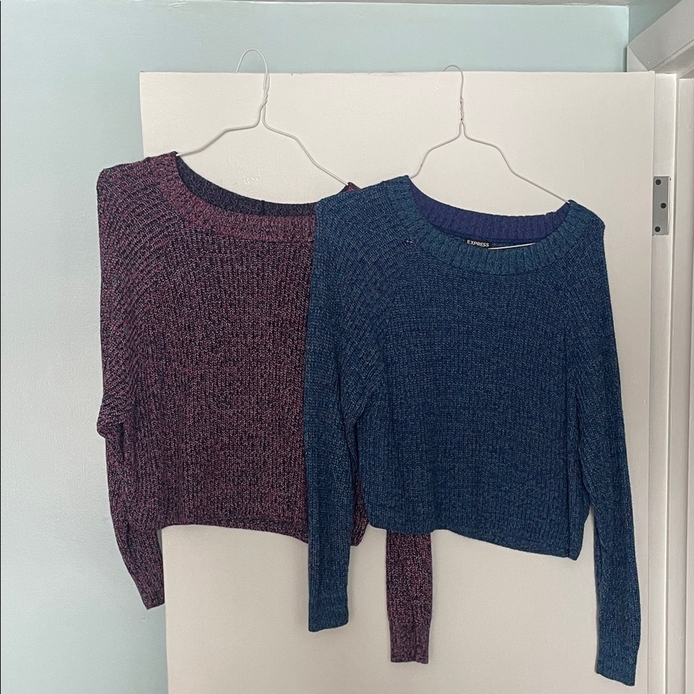 Express Women's Sweater Duo - Blue and Purple
